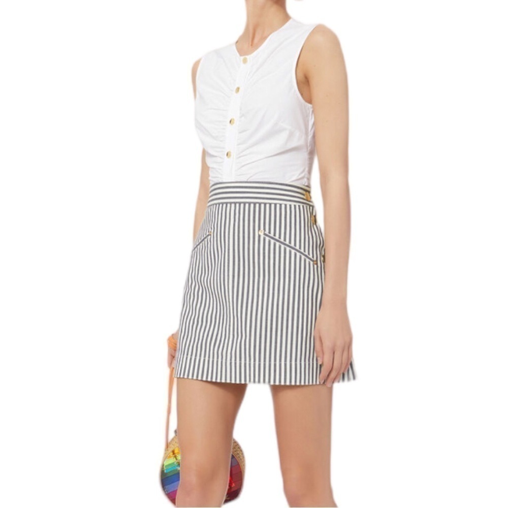 Derek Lam 10 Crosby Striped Cotton Twill Mini Skirt NWT